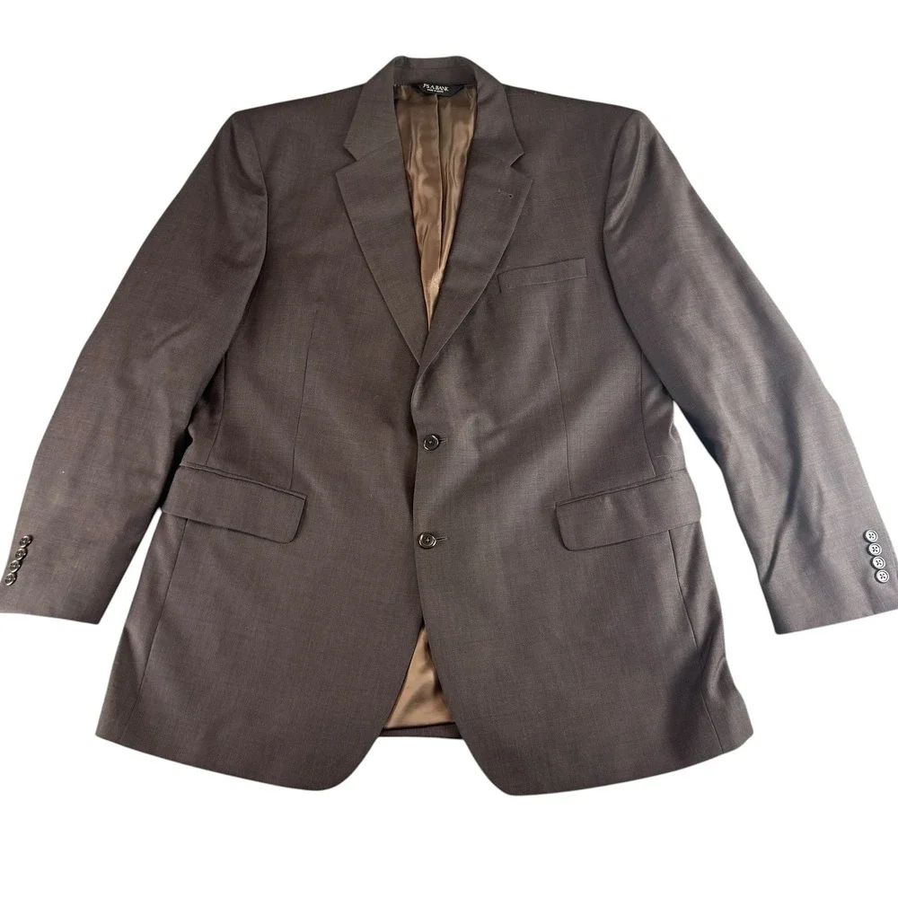 Jos A Bank Signature Collection Brown 100% Wool Blazer Sport Coat‎ 46L Mens